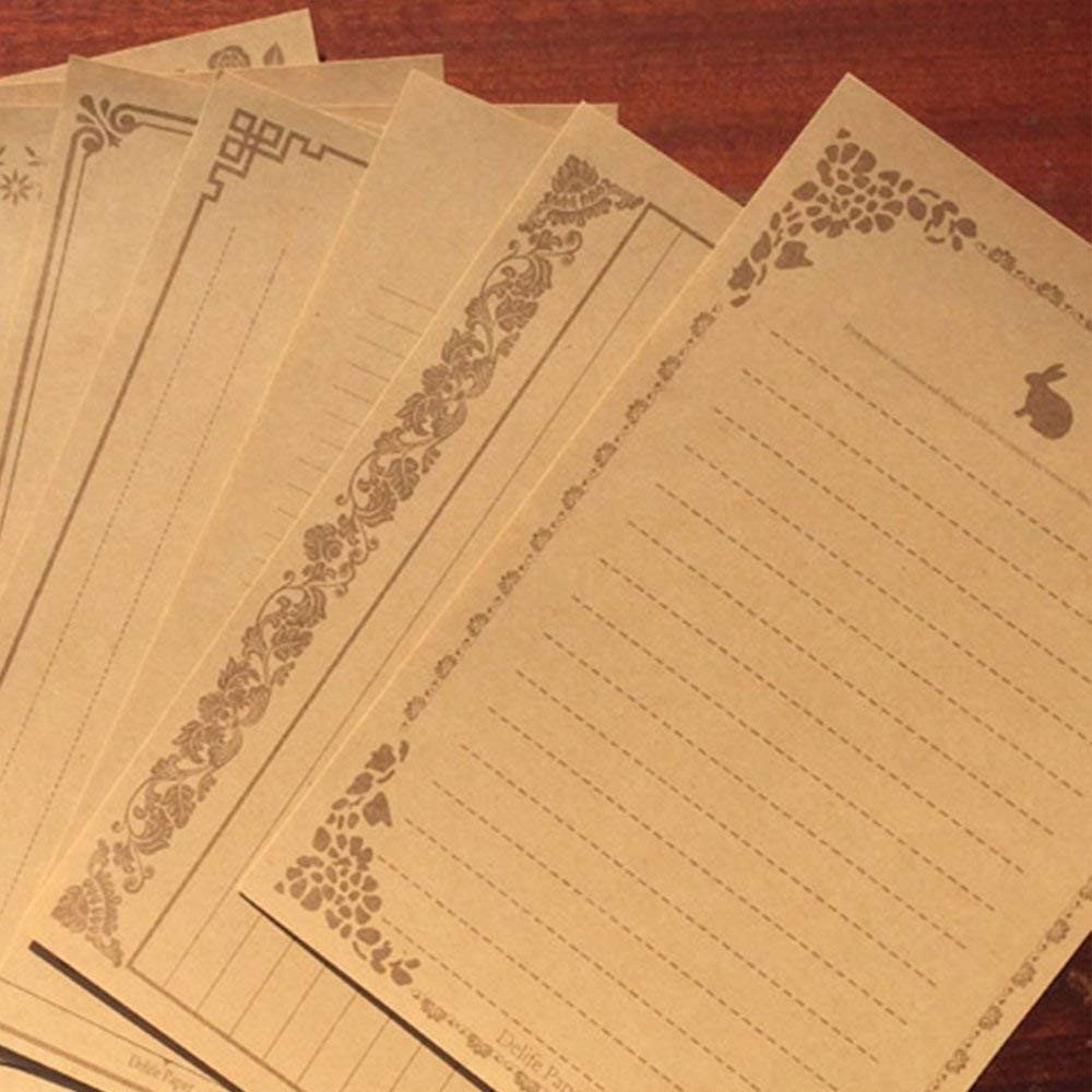 Bộ 8 tấm giấy viết kraft chữ phong cách Châu Âu vintage