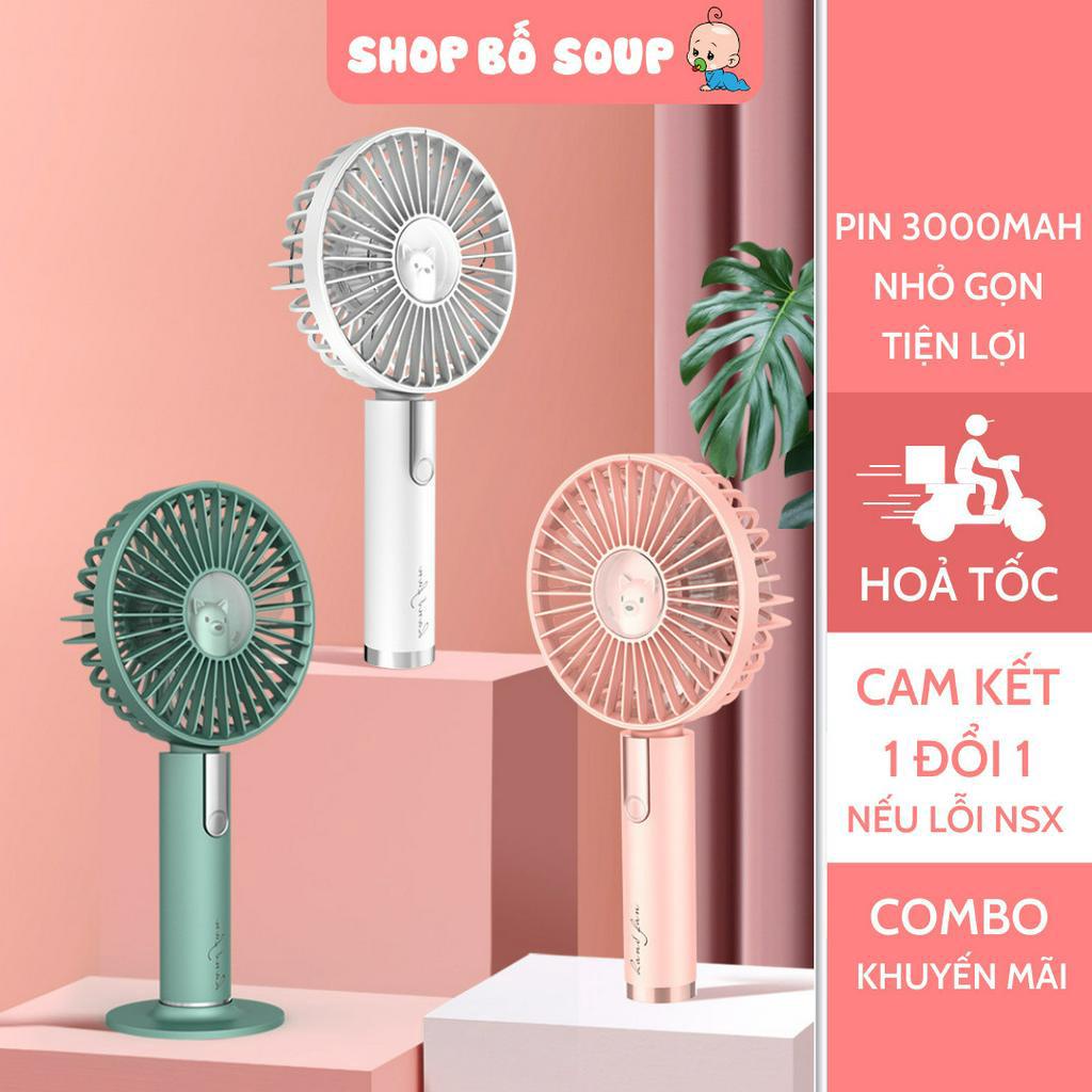 Quạt Cầm Tay Mini Hình Gấu Siêu Khỏe, Quạt Tích Điện 3000mAh