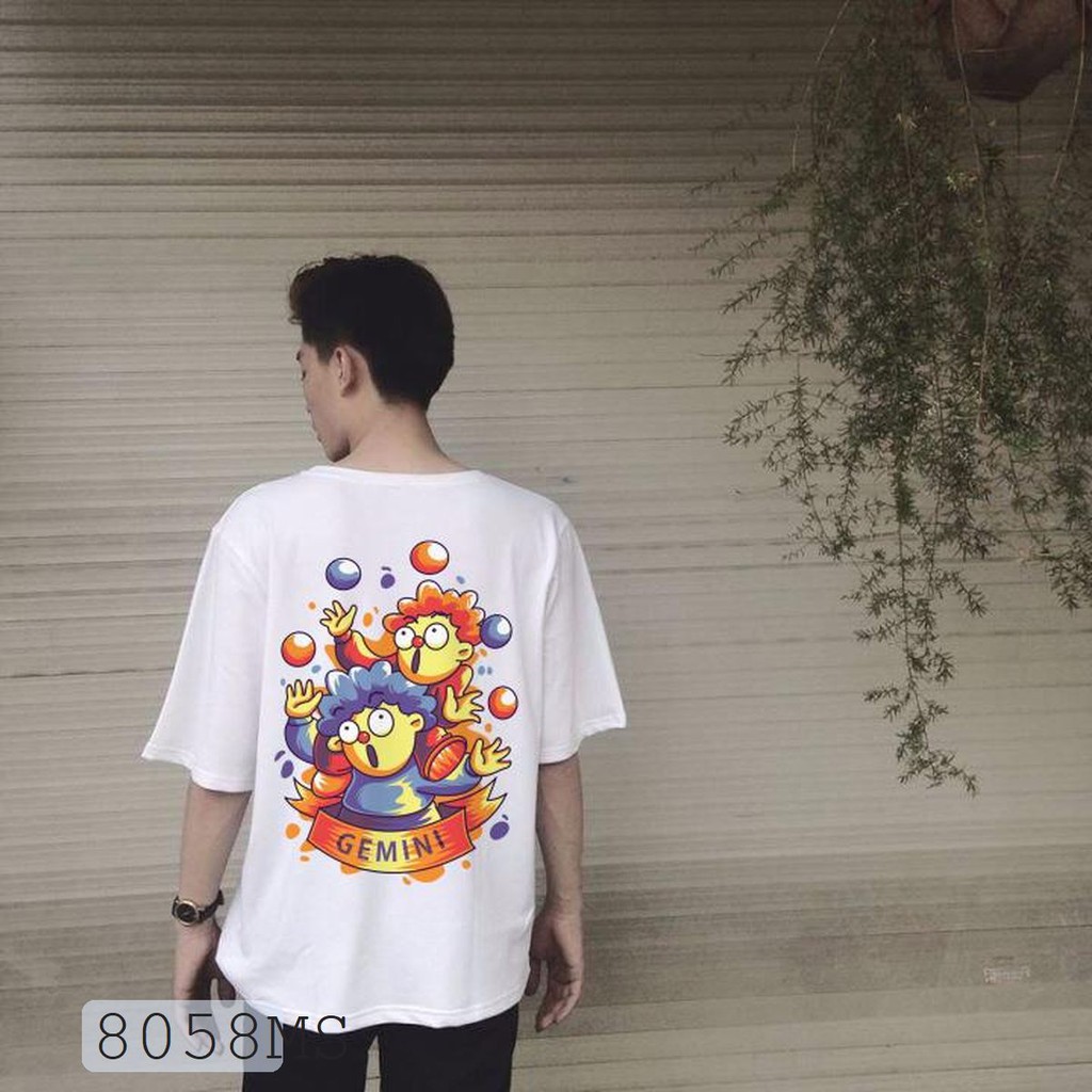 ÁO THUN UNISEX GEMINI SONG TỬ 12 CUNG HOÀNG ĐẠO AOMI 8058MS TAY NGẮN TAY LỠ NAM NỮ CHẤT VẢI LOẠI MỘT