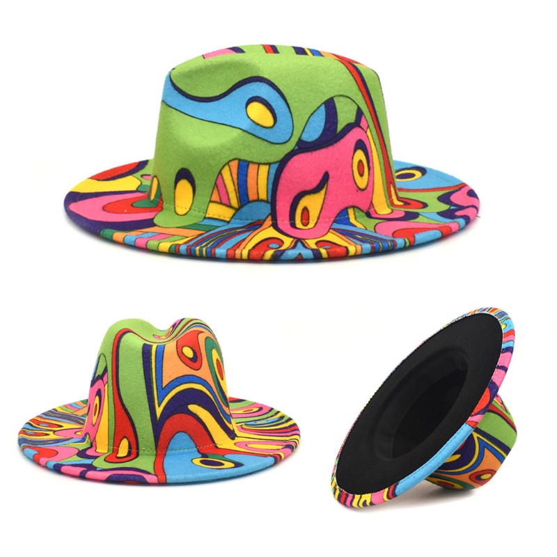 Mũ Phớt In Họa Tiết Graffiti Phong Cách Anh Quốc Thời Trang Thu Đông Dành Cho Nam Và Nữ