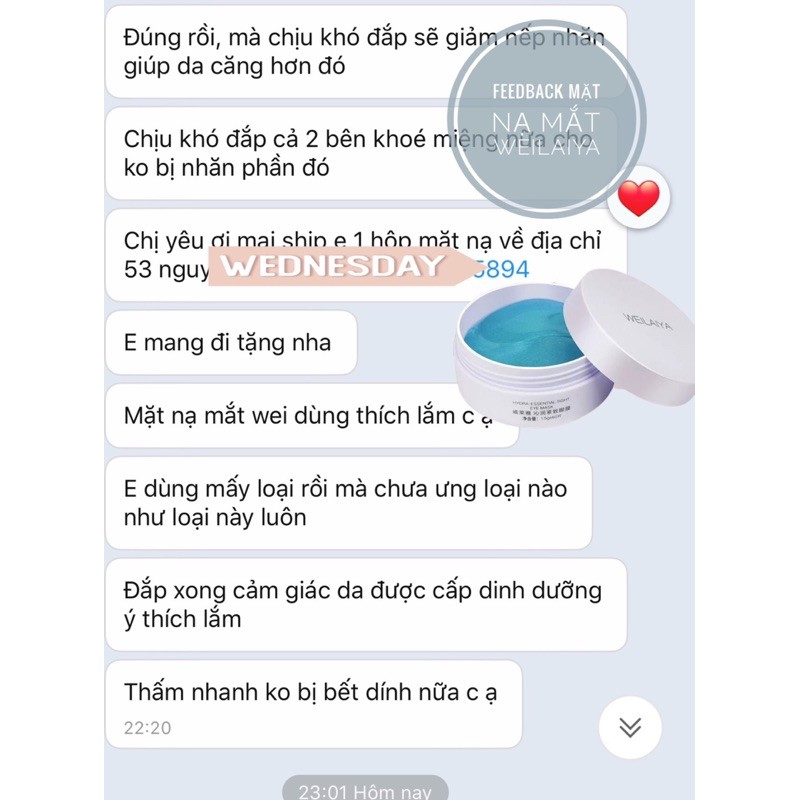 Mặt nạ mắt Weilaiay giúp thư giãn mắt, trị quầng thâm và xoá nhăn