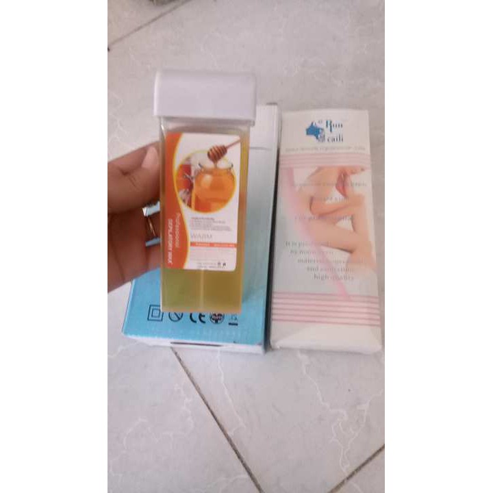Bộ máy wax lông kèm sáp Depilatory và combo 100 tờ giấy runcaili