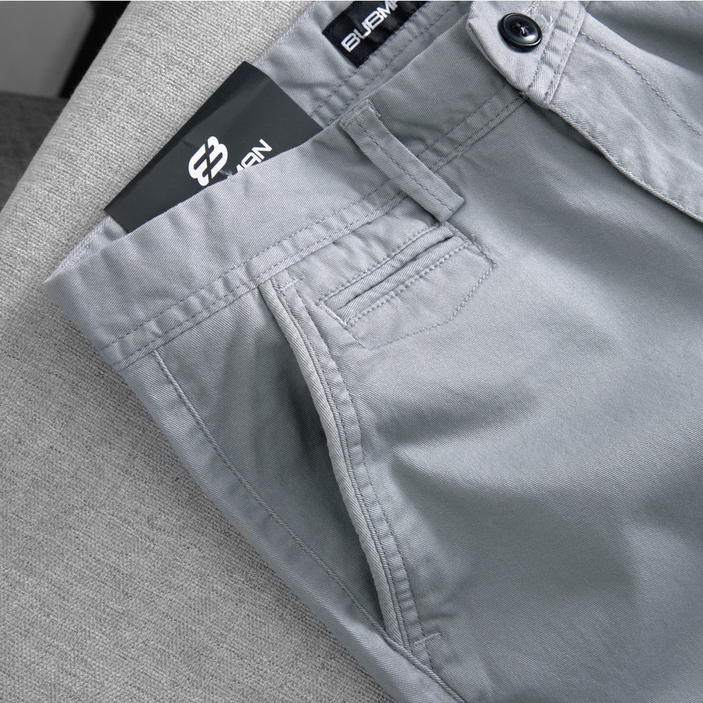 Quần short Kaki Garment màu xám co giãn, năng động, trẻ trung - Bubman