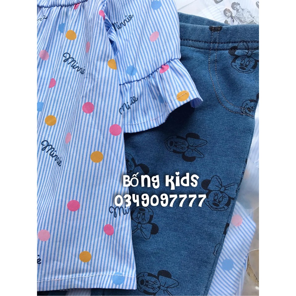 Bộ Sơ Mi Bé Gái Minnie Chấm Bi PR