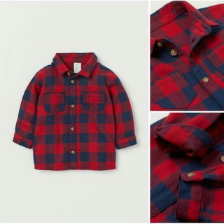 Áo đỏ kẻ caro chất vải dày dặn săn sale H.M UK sz 6-9m