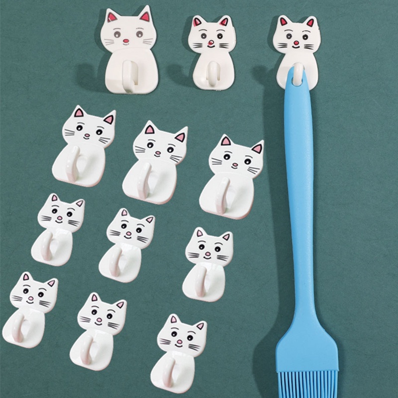 1 Móc Treo Đồ Dán Tường Hình Mèo Hoạt Hình
