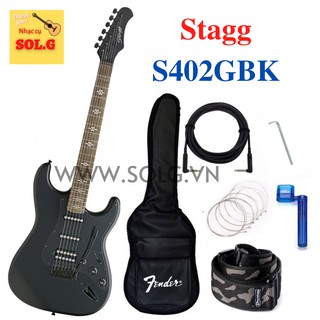 Guitar điện, guitar electric stagg s402gbk dáng standard “flat s” - nhập khẩu bỉ - phân phối sol.g