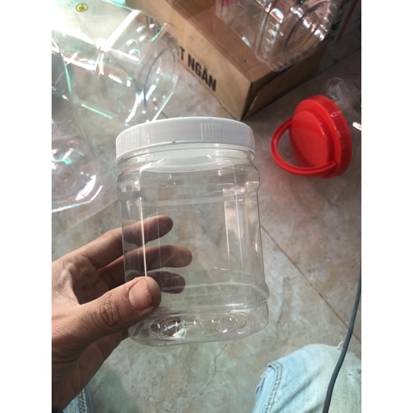 Hủ nhựa tròn hủ vuông trong hoa văn có nắp kèm quai  - DUY TÂN -5kg 7kg 10kg