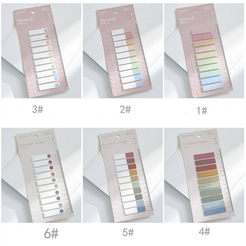 Set 200 tờ giấy dán ghi chú kèm thước kẻ phong cách vintage
