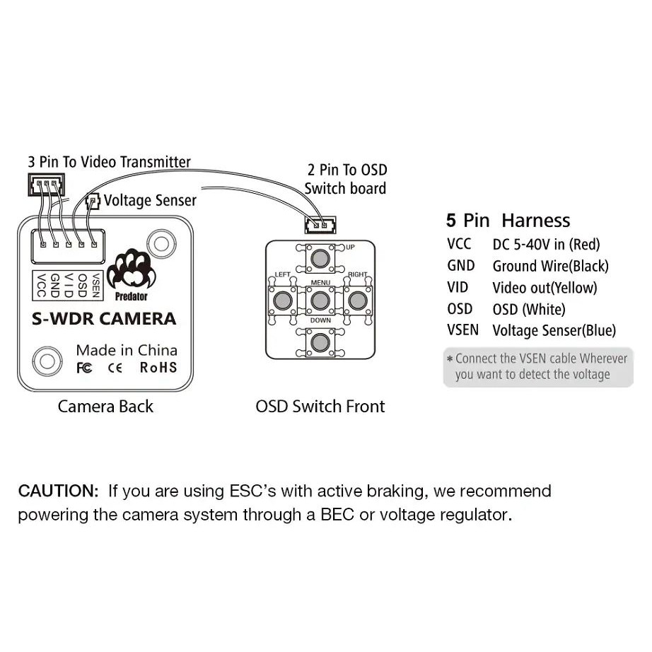 [HCM - Freeship] - Máy quay phim Camera Foxeer Predator v2 Standard / Mini 1000TVL Super WDR FPV Camera màu đen