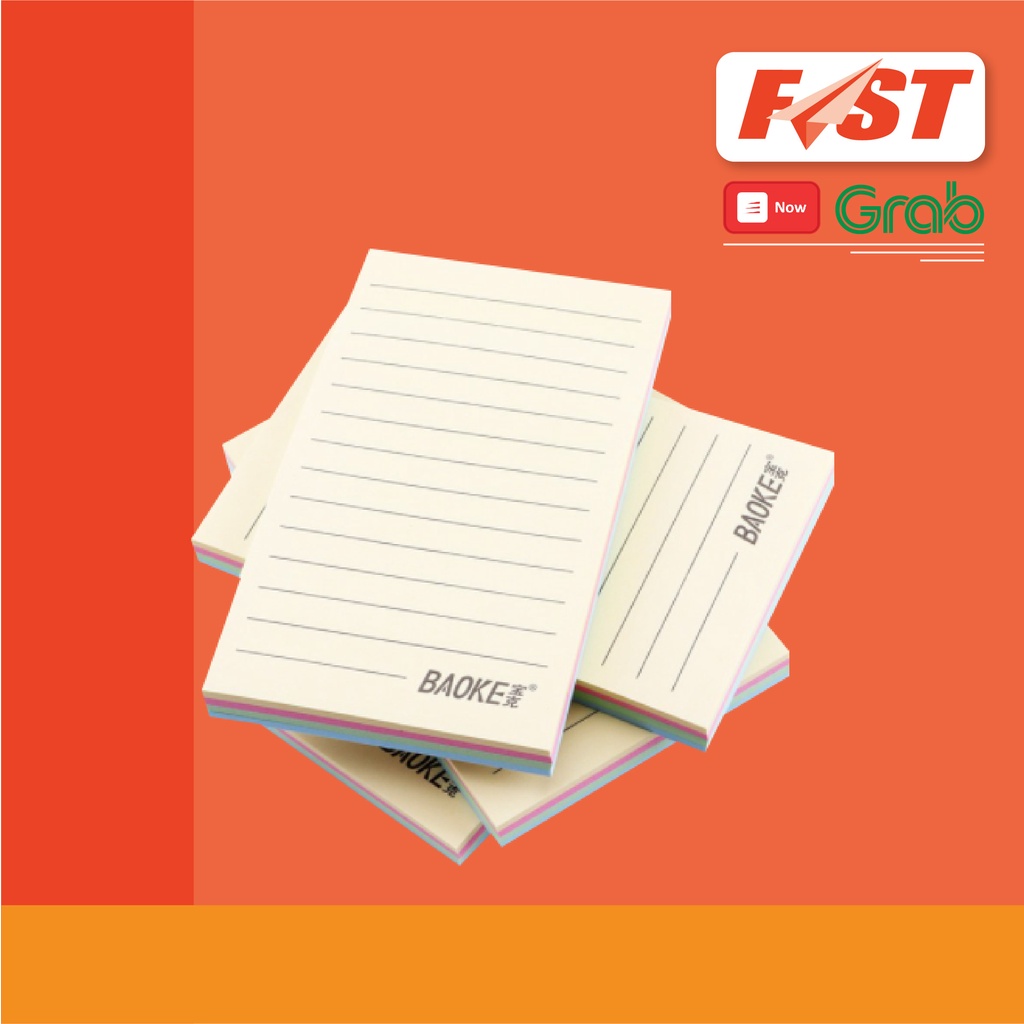 Sticky Note Màu Pastel Có Dòng Kẻ - 100 tờ Baoke