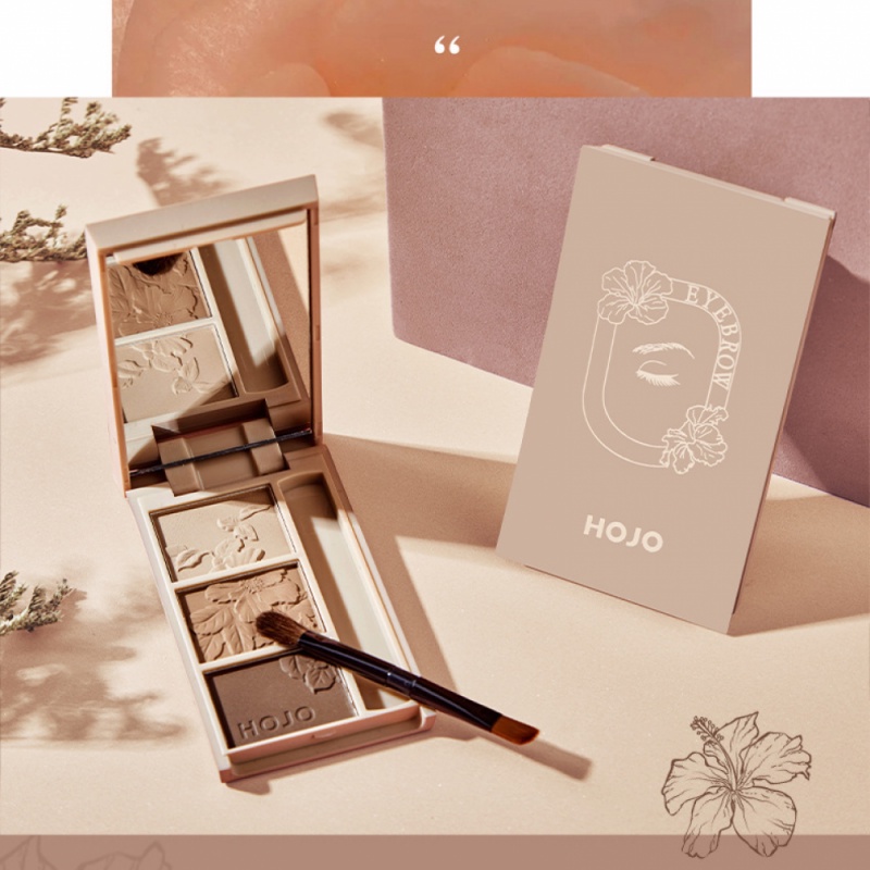 [Hàng mới về] Bảng phấn trang điểm lông mày 3 màu kèm cọ và gương HOJO tiện dụng