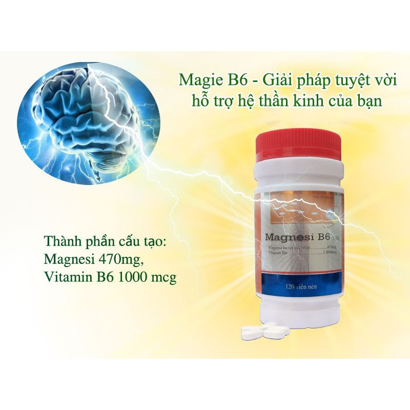 Magnesi B6 – Hỗ trợ giảm chuột rút, đau cơ bắp, giúp tăng cường sức khỏe (120 viên)