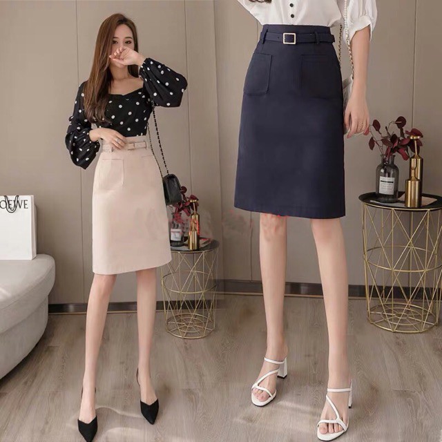 Chân váy a nhẹ có túi trước, công sở đẹp CÓ ẢNH THẬT
