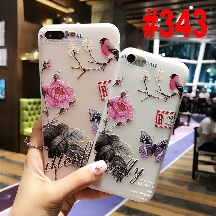 GNC|Ốp lưng họa tiết hoa 3D cho iPhone 12 Mini 11 Pro Max XR XS 6 6s 7 8 Plus chất lượng cao