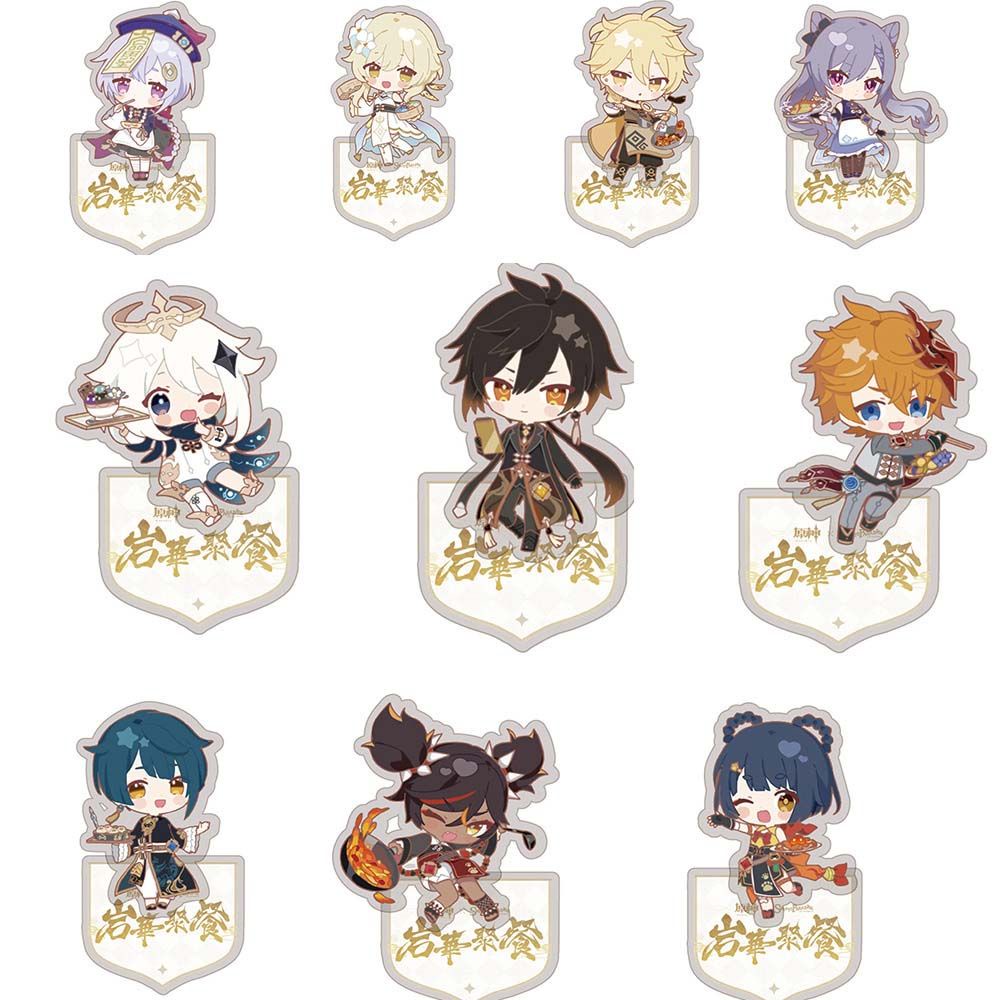 LANFY Cute Anime Figure Standing Sign Fan Collection Diluc Genshin Impact Stand Barbara Cosplay Model Plate Exquisite Gifts Desk Decoration Acrylic Noelle