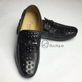 Giày nam da bò dập vân cá sấu