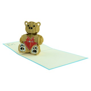 Thiệp bật nổi tình yêu, thiệp valentine hình chú gấu, thiệp 3d, thiệp popup dành tằn những người thân yêu