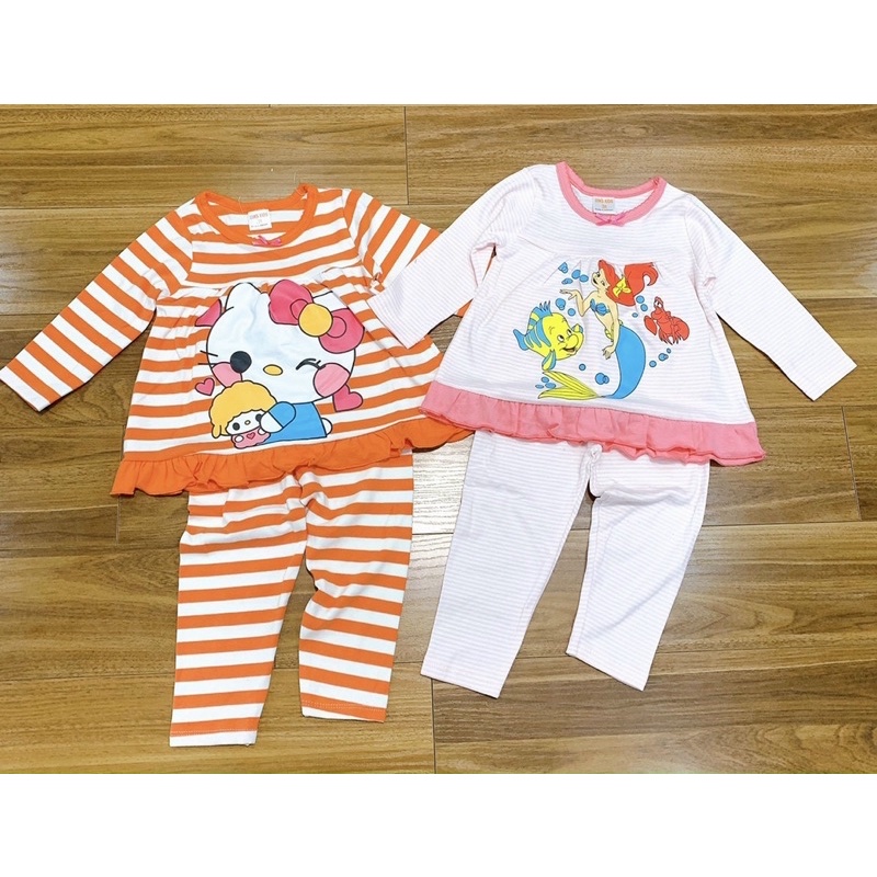 Bộ dài tay bèo gấu cotton borip bé gái kẻ ngang (Sz 10-22kg)