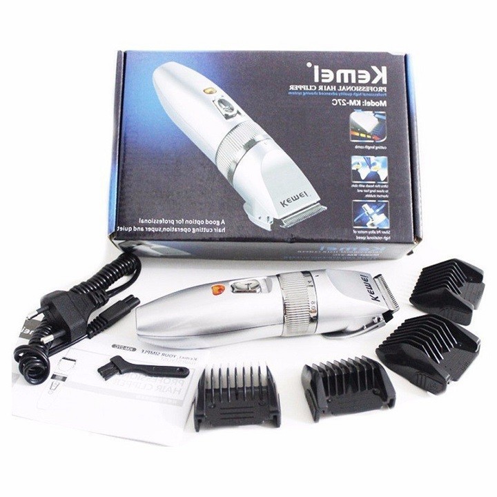 Tông đơ cắt tóc KEMEI 27c, Máy hớt tóc cạo râu đa năng pin sạc KM-27C tặng kèm sạc cữ lược dầu và chổi vệ sinh FERADO