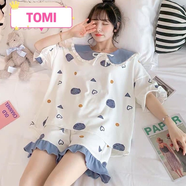 Bộ đồ ngủ nữ ngắn tay cổ bèo Hàn Quốc cực xinh - TOMI BOUTIQUE | BigBuy360 - bigbuy360.vn