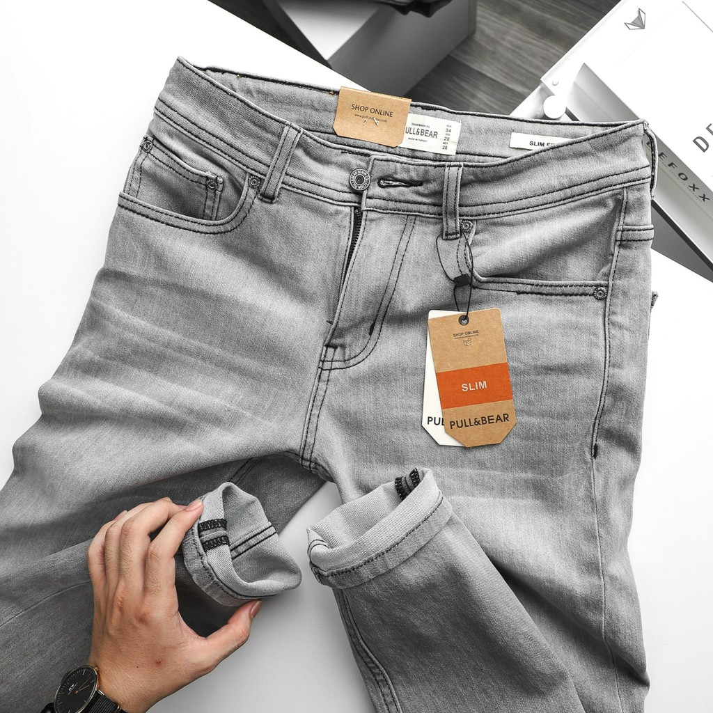 Quần Jean Nam PB xám khói (Form Slimfit,chất vải co dãn,ống quần 15-18cm,hàng VNXK) JPB2029 | BigBuy360 - bigbuy360.vn