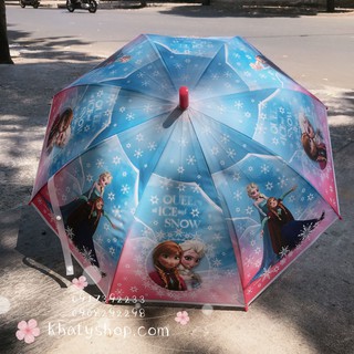 Ô Dù nhựa 18" hình công chúa Anna, Elsa (Frozen) màu hồng đậm có kèn thổi dành cho trẻ em, bé gái (Disney) - 27NFZDIS320