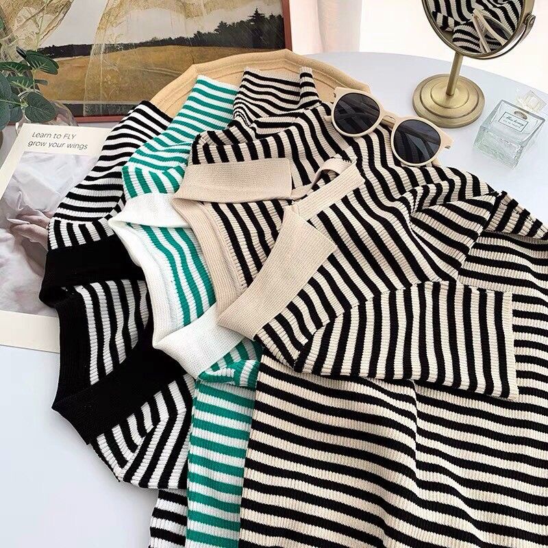 Váy len motoghi kẻ ôm body hàng QC