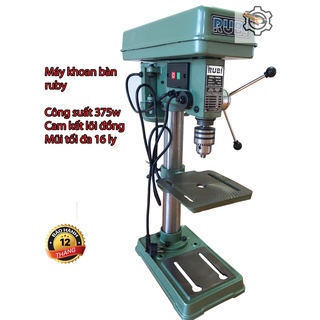 Máy khoan bàn 375w ruby hàng nội địa xq16 kẹp đầu 16 máy 7 tấc 3 bảo hành 12 tháng