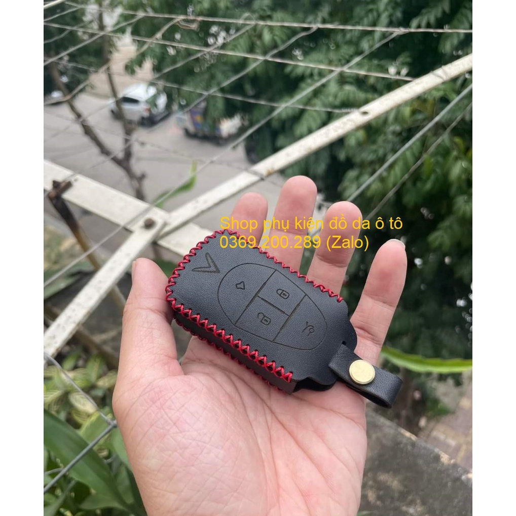 Bọc da chìa khóa khóa Vinfast VF E34, VF34 xe điện bằng da bò, nhiều mầu sắc, có kèm theo móc khóa