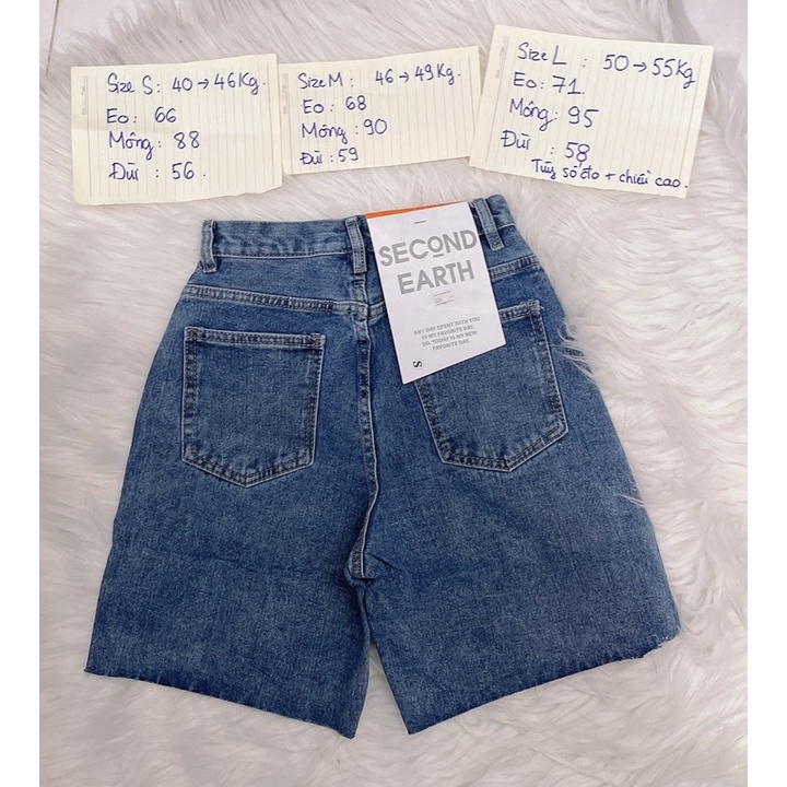 Sale Quần Short Ngố Quần Lửng Xanh đậm Rách nhẹ 1 Bên Ms 04