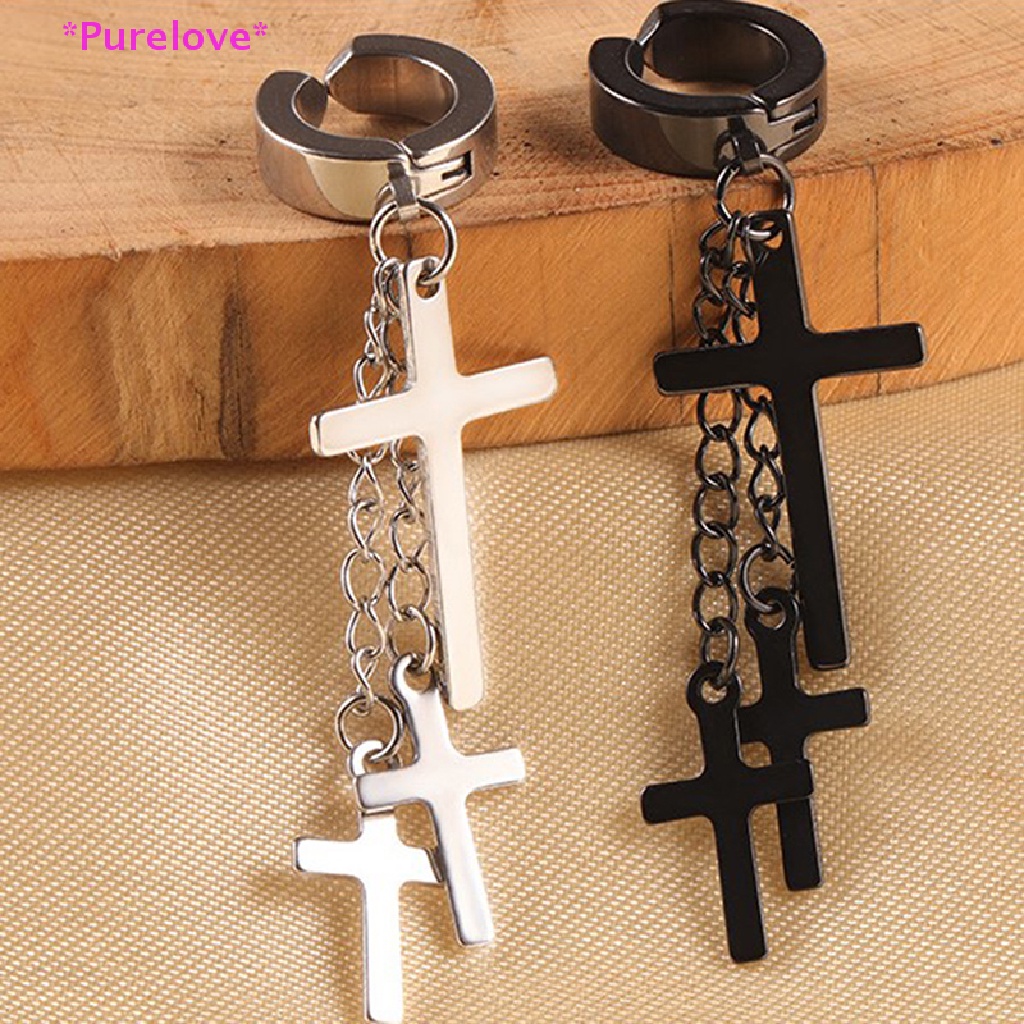 1 Khuyên Tai Tua Rua Hình Thánh Giá Bằng Thép Không Gỉ Thời Trang Mới