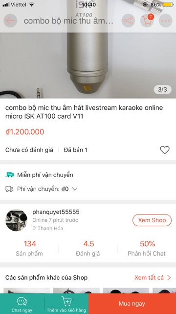 Combo bộ mic thu âm hát livestream karaoke online micro ISK AT100 Card V11