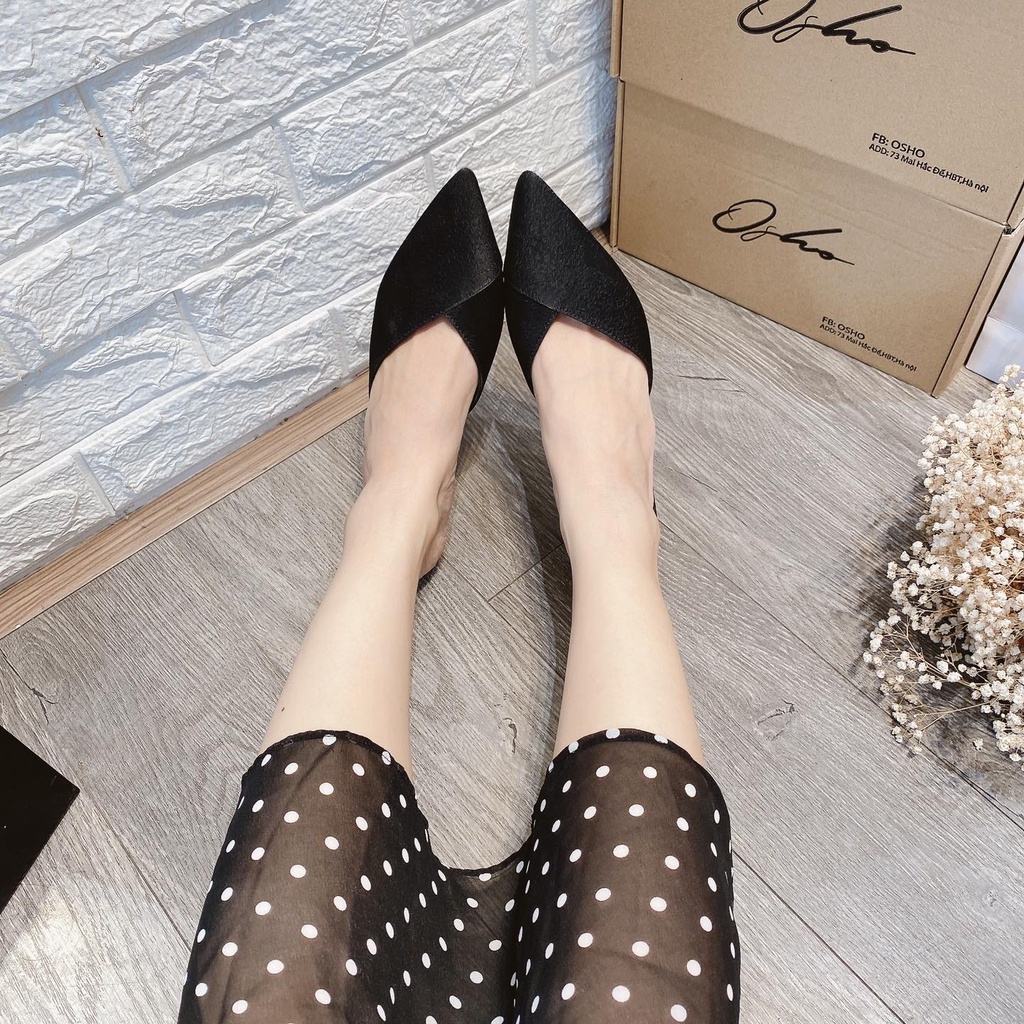 Sục gót nhọn basic 5cm OSHO, mũi nhọn sang chảnh, chất da lì mềm êm chân phom chuẩn