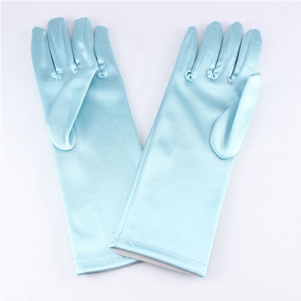 Găng tay dài 24cm in hình công chúa Elsa đính kim sa nhiều màu cho bé gái