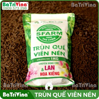 Túi 1kg phân trùn quế nén viên sfarm dùng cho hoa lan và cây cảnh dạng viên nén tan chậm an toàn cho cây