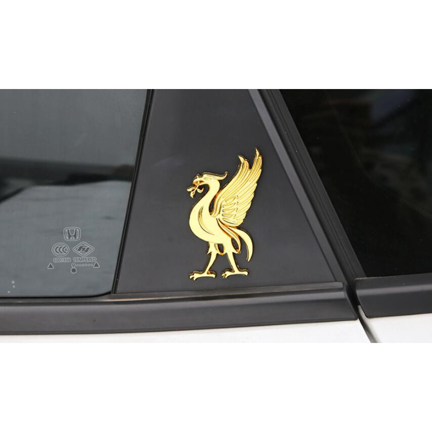 Miếng Dán Trang Trí Xe Hơi Hình Logo Liverpool Team 3d Phản Quang Bằng Kim Loại