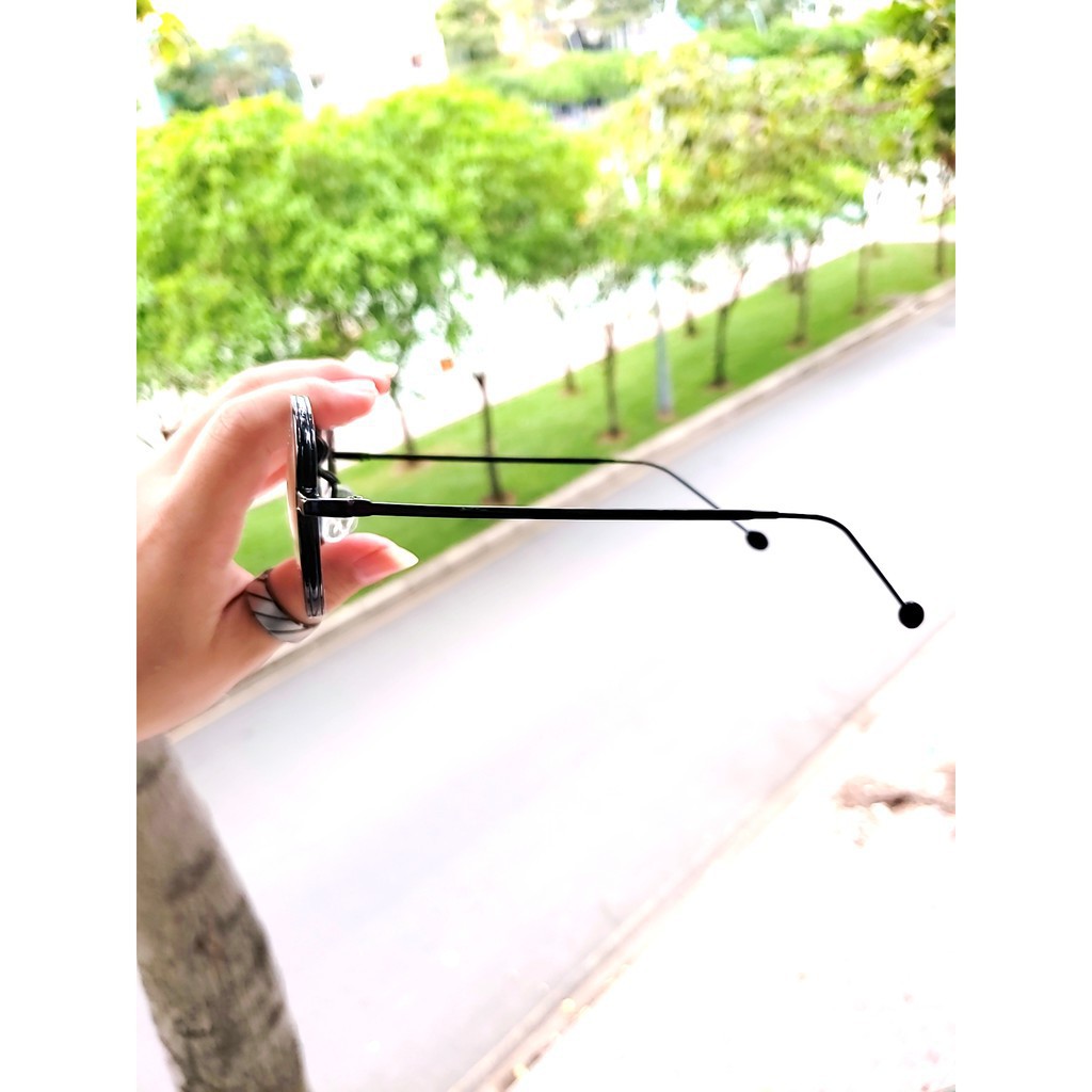 Gọng kính cận tròn kim loại D13 kèm tròng 0 độ chống ánh sáng bảo vệ mắt trước màn hình phù hợp mặt vuông, dài, góc cạnh | BigBuy360 - bigbuy360.vn