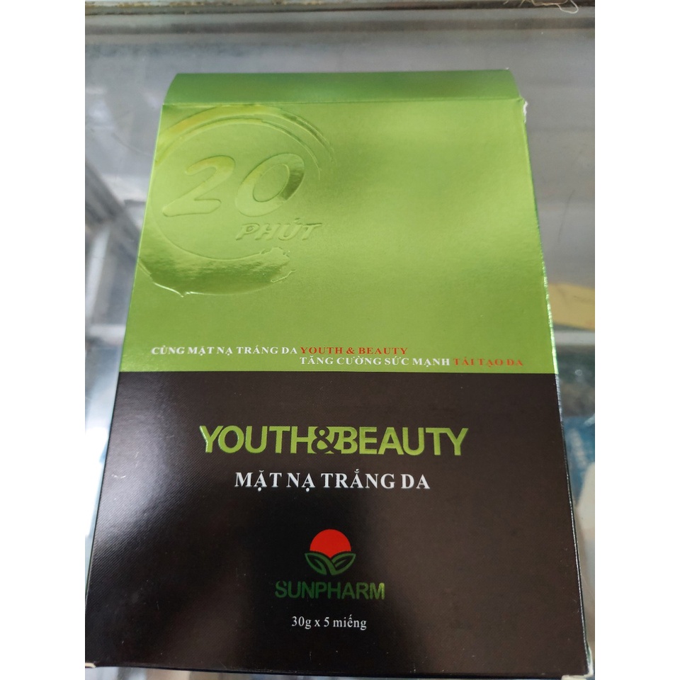 Mặt nạ trắng da Youth&amp;Beauty cấp ẩm, dưỡng trắng, làm dịu da, loại bỏ bã nhờn và cung cấp dưỡng chất cho da, 1 miếng