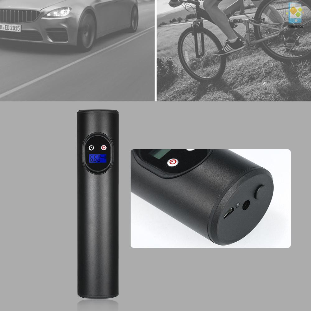 M Portable Air Compressor Mini Air Inflator Handheld Tire Pump Cordless Electric Air Pump for Ball Bicycle and Car Tire 2000mAh with Digital LCD LED Light 12V AC DC Lithium Battery 150PSI