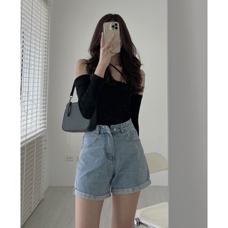 Q5530 Quần short jeans gập gấu basic Audrey