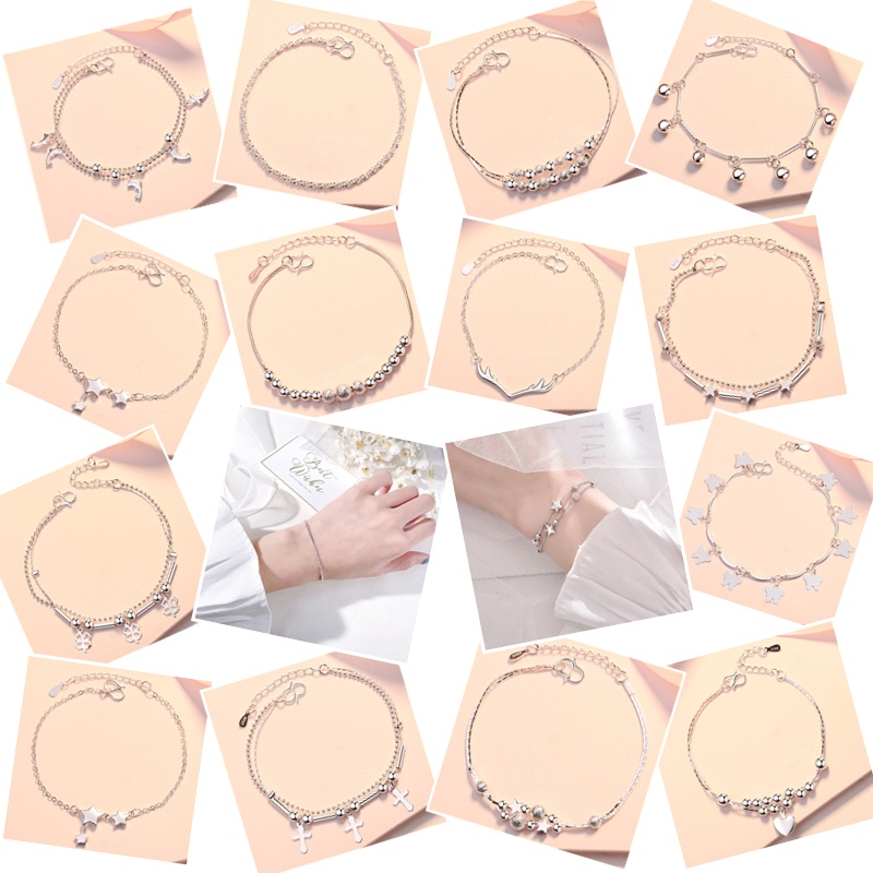 Vòng Tay Hai Lớp Mạ Bạc Hình Cá Heo/Hoa/Hạt Ngọc Trai Phong Cách Mới | BigBuy360 - bigbuy360.vn