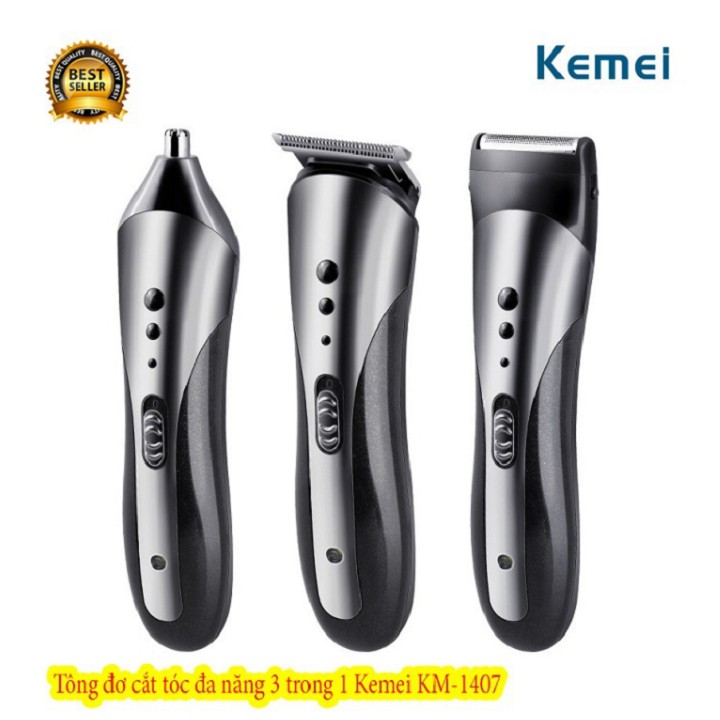 TÔNG ĐƠ CẮT TÓC KEMEI 1407,MÁY KIÊM CẠO RÂU - TỈA LÔNG MŨI 3 IN1