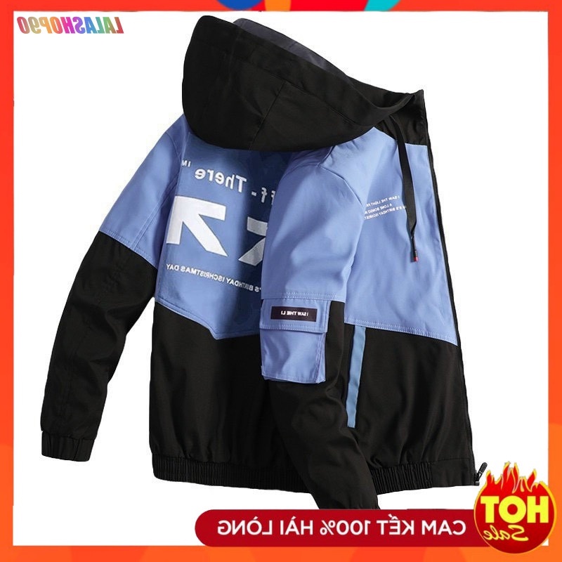 Áo khoác dù nam màu đen phối xanh chất liệu dù gió 2 lớp cao cấp dáng from bóng chày bomber thời trag lalashop1990 M30