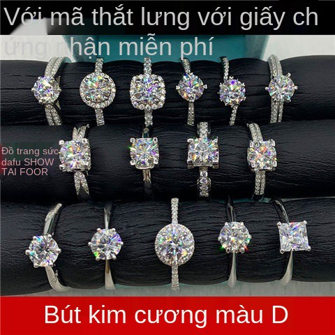 Nhẫn nữ chính hãng bạch kim PT950 không phai 1-5 carat cương Moissanite đóng cặp đôi