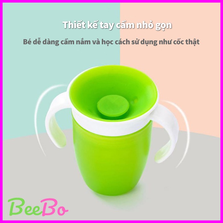 Cốc tập uống nước cho bé chống tràn Magic Cup 360º có tay cầm tiện lợi chất liệu PP & TPE mềm cao cấp an toàn cho bé