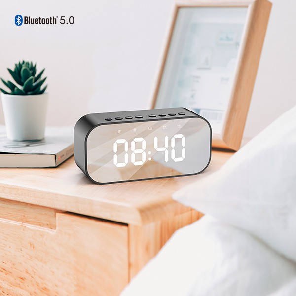 Loa Bluetooth ROBOT RB550 - Kiêm Đồng Hồ Báo Thức Màn Hình LED Tráng Gương - Hỗ Trợ Thẻ Nhớ AUX - Bảo Hành 12 Tháng