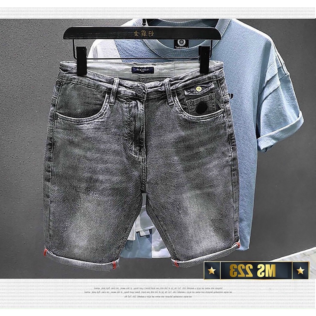 Quần short jean nam xám trơn cao cấp-chất liệu denim co giãn tốt Lady-Hn Store88 i6