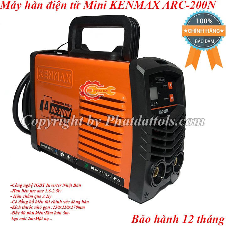 Máy hàn điện tử mini KENMAX ARC-200N-Công nghệ Nhật Bản-Bảo hành chính hãng 12 tháng-Đầy đủ phụ kiện