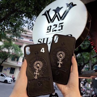 (6 mẫu đen / đỏ) Ốp Chrome heart da đen cao cấp IPHONE 💎
